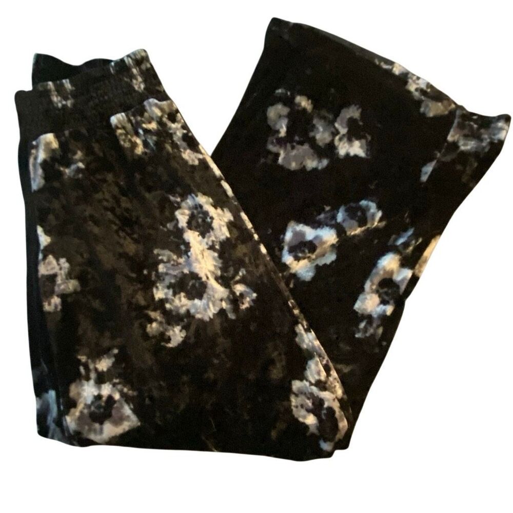 Vintage Indigo Rein Velvet Palazzo Pants Black Floral 90s Whimsigoth witch M